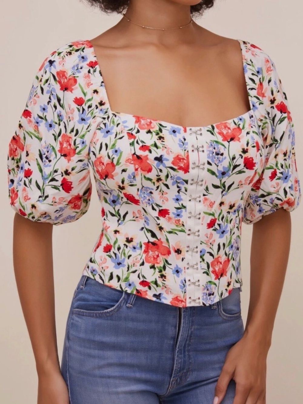ASTR the Label Hook & Eye Square Neck Top